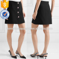 Office Lady Black A-Line Mini falda de verano con botón Fabricación al por mayor de prendas de vestir de las mujeres de moda (TA0018S)